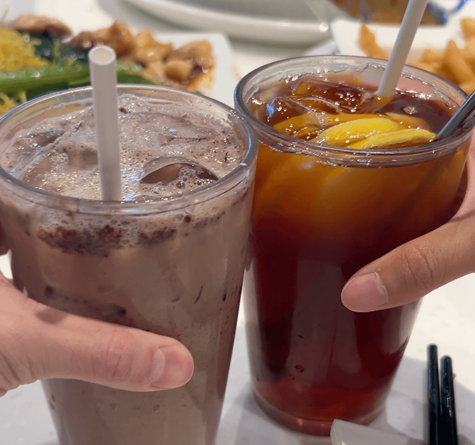 Chocolate and iced lemon tea