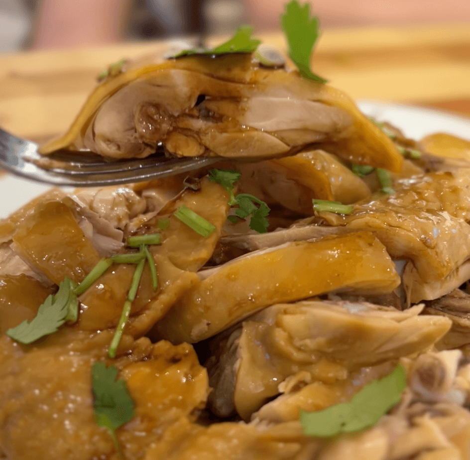 Half poached chicken at tsim chai noodles