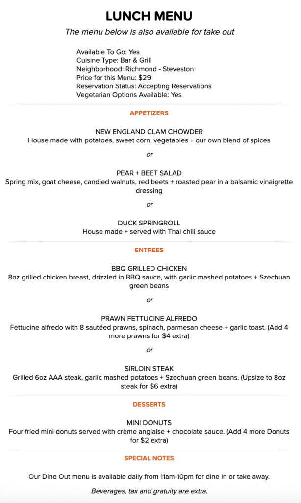 flying-beaver-dine-out-vancouver-lunch-menu