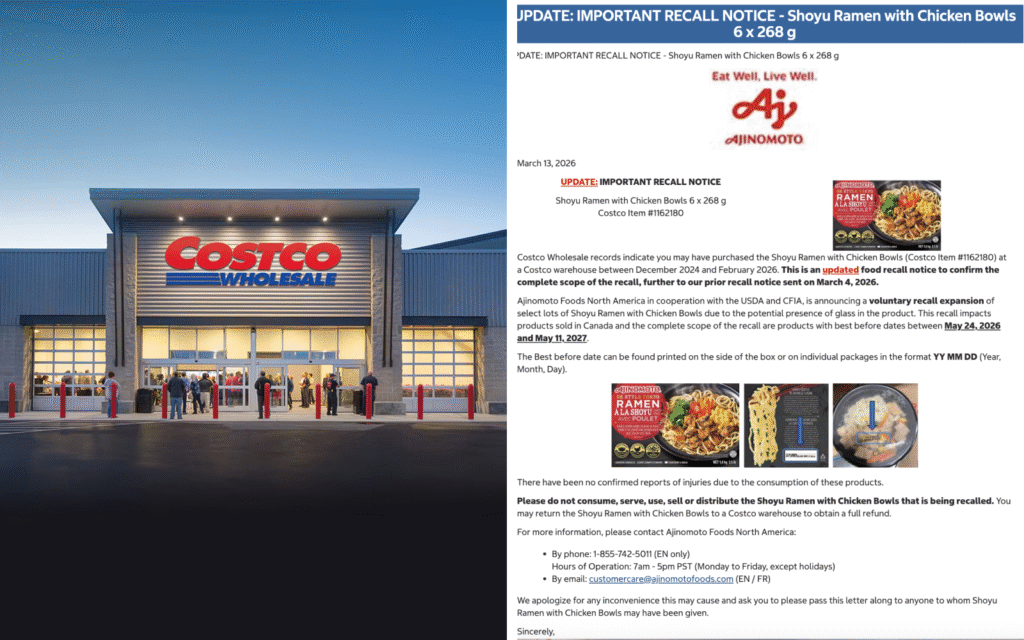 Costco Recalls March 2026