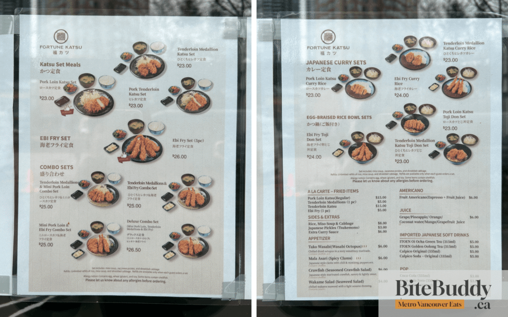 Fortune Katsu Menu