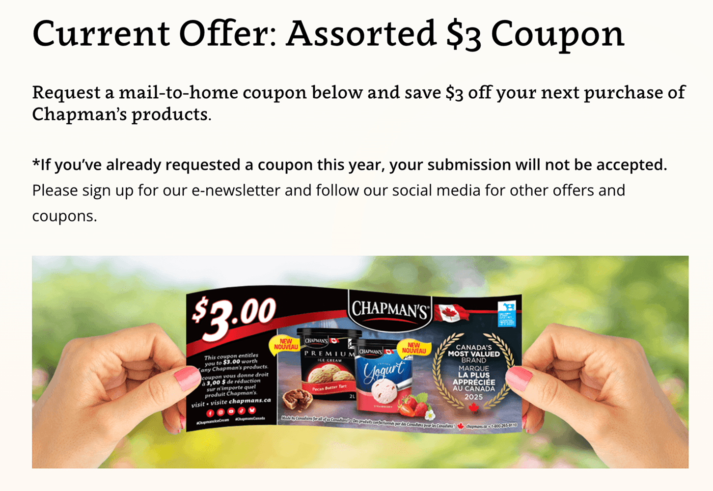 Chapman's Annual 2026 Ice Cream Coupon