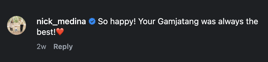 Cherry's Food House returns instagram comment