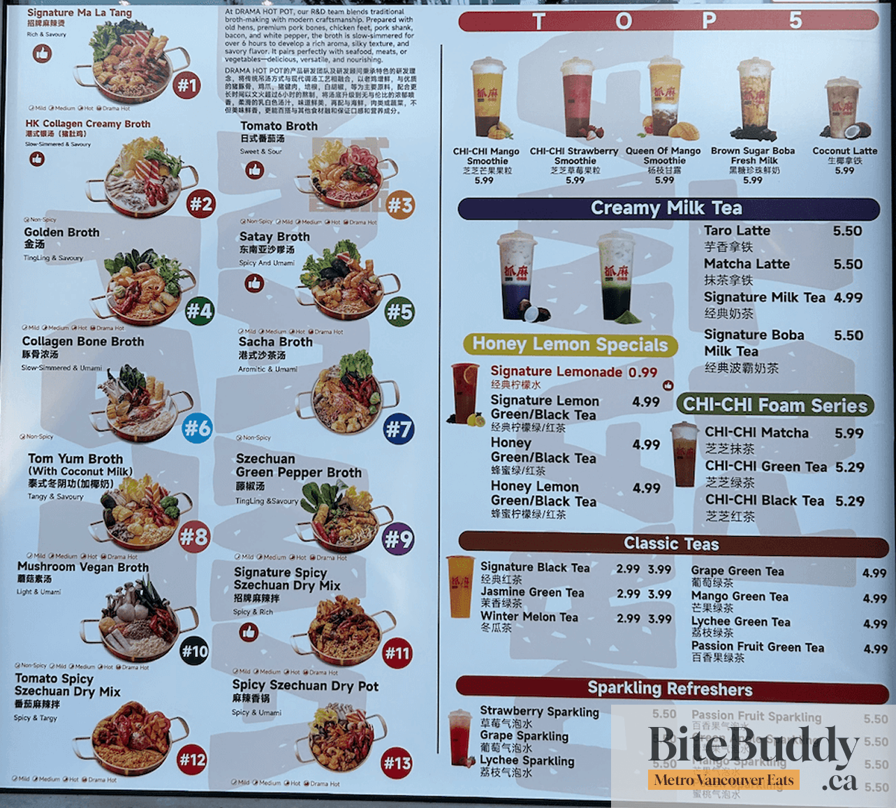 Drama Hotpot Menu