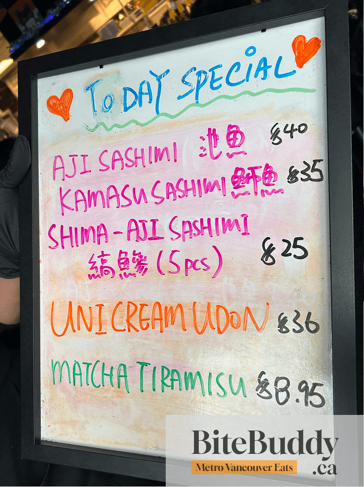 Sushi Lovers daily special menu