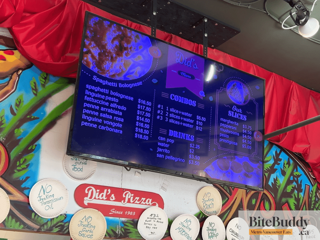 Did's Pizza Menu