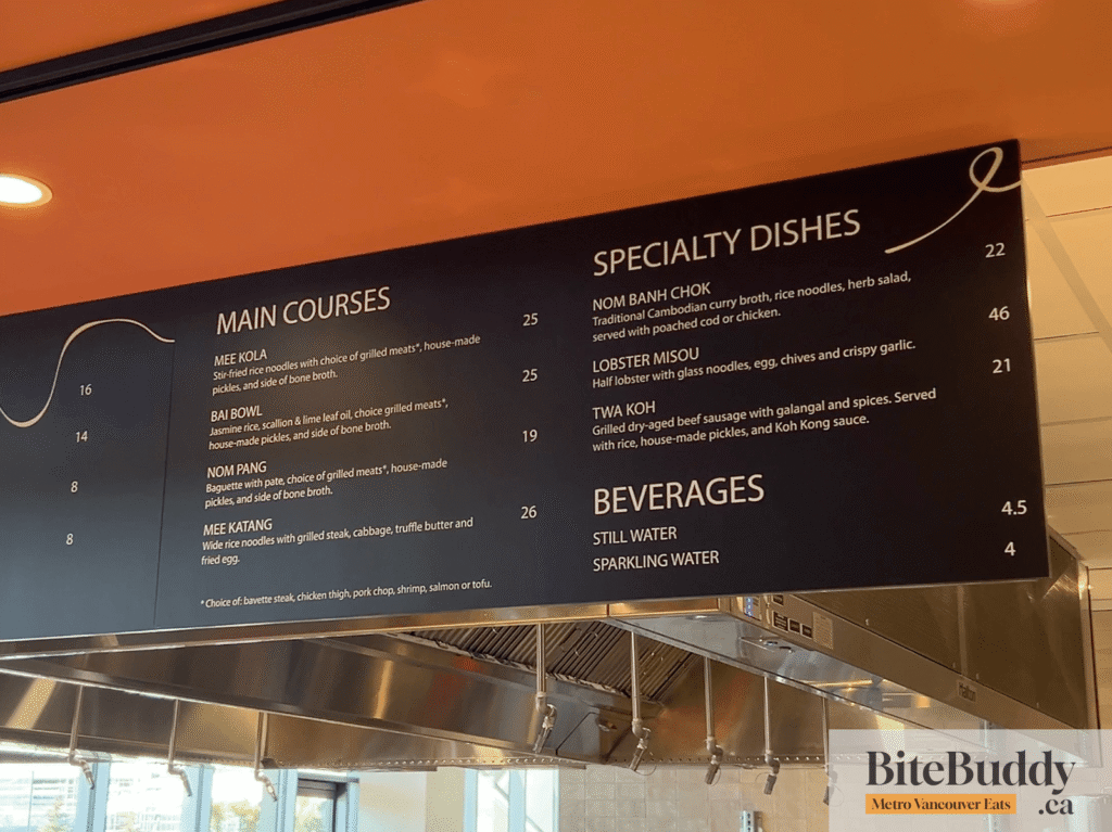 Mee bar Menu