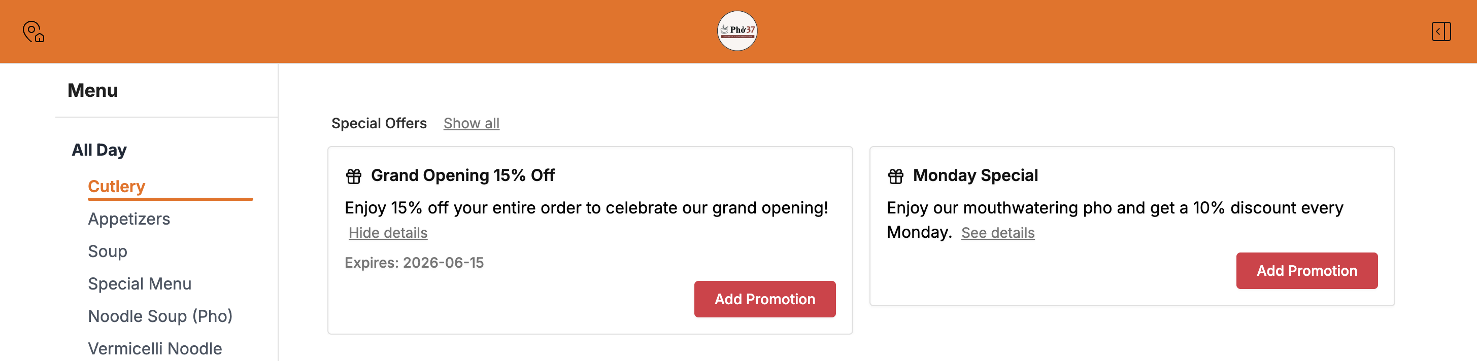 Pho37 15% off grand opening