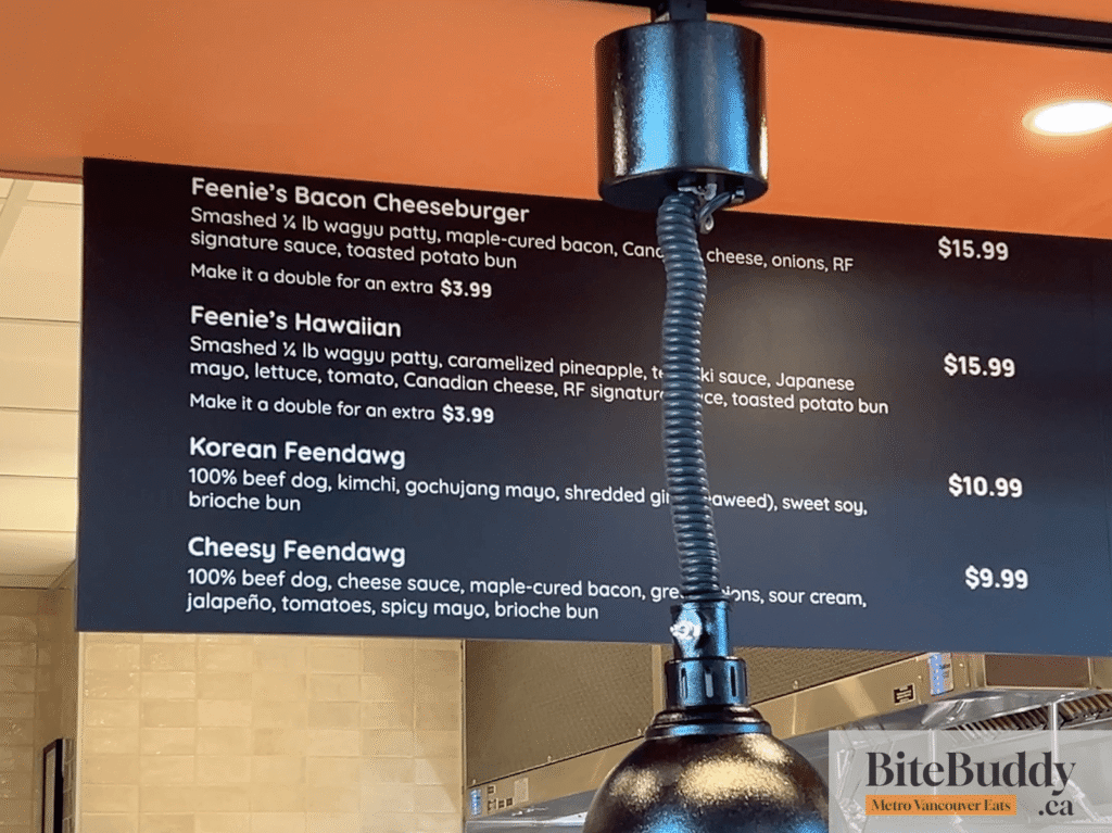 Feenie's Menu