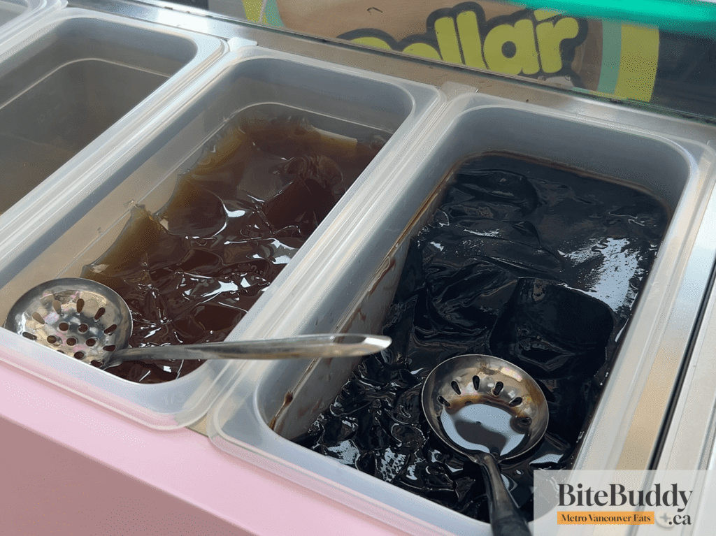 Tea jelly and grass jelly at Dollar Boba