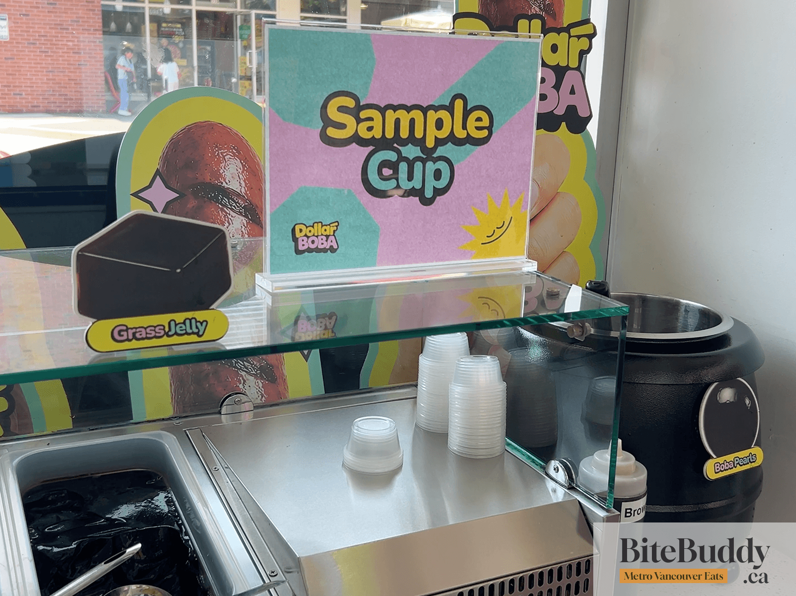 Sample cups at Dollar Boba